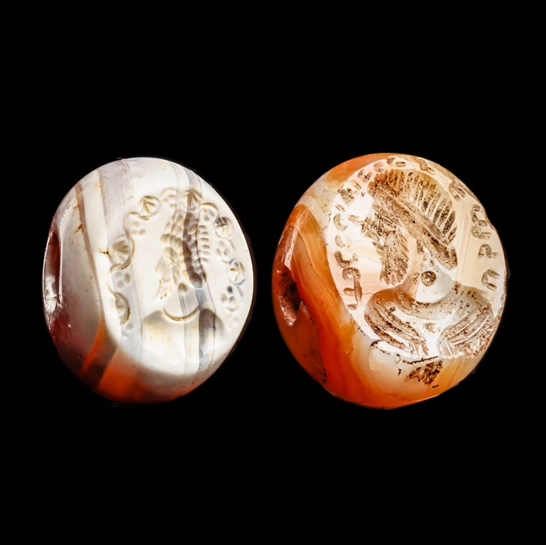 Sasanian Carved Agate Stamp Seals (2) (1 of 4)