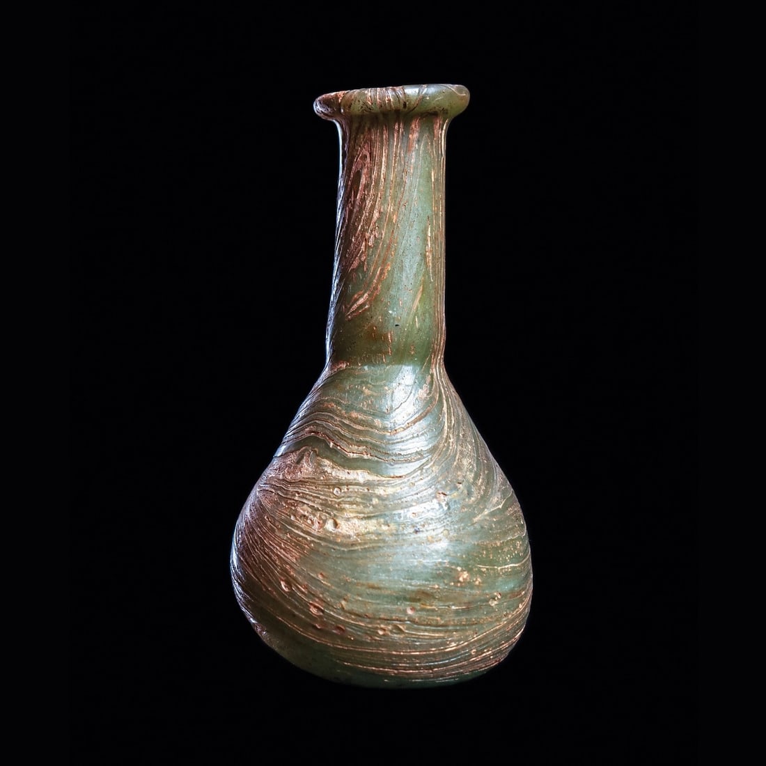 Roman Marbled Glass Unguentarium Bottle (1 of 4)