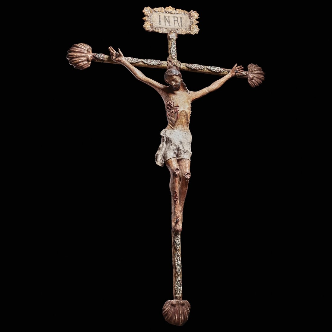 Colonial Pasta de Cana Crucifix with Christ: Northern Mexico, ca. 18th century. The development of these processional sculptures has been credited to the bishop of Michoacán, Don Vasco de Quiroga. Known as a “protector of Indians,R