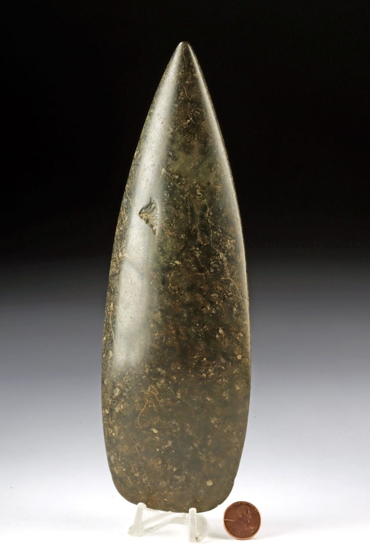 Ancient Mesoamerican Serpentine Stone Celt (1 of 2)