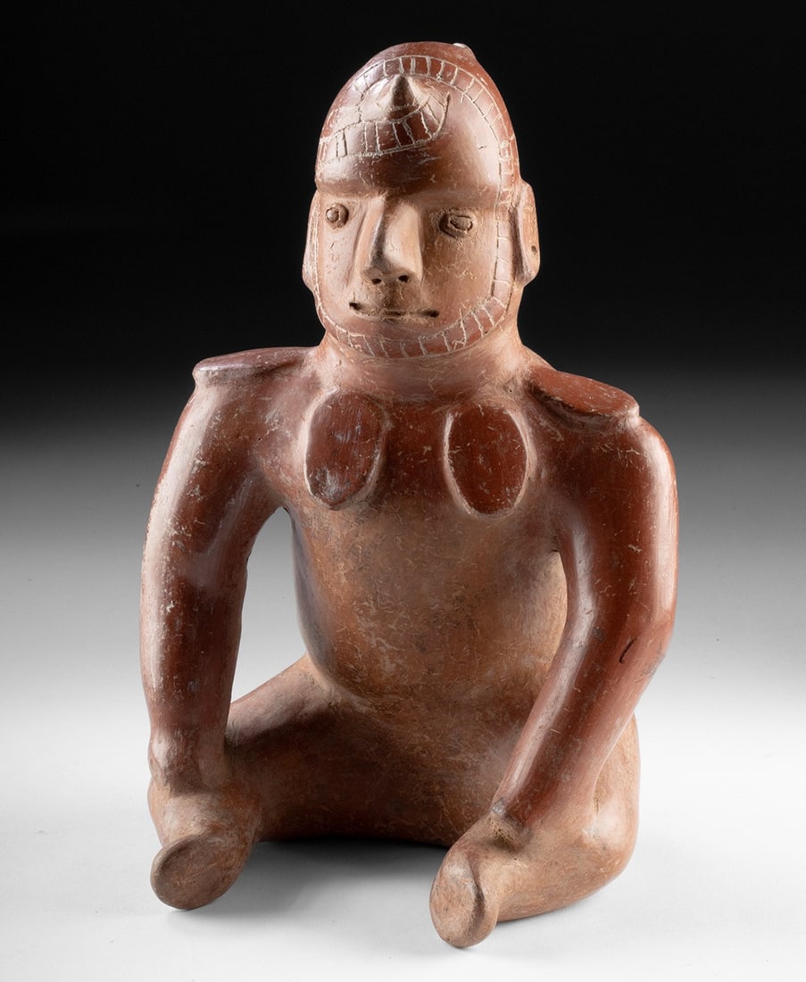 Sizable Colima Redware Figural Vessel - Shaman w/ Horns (1 of 4)