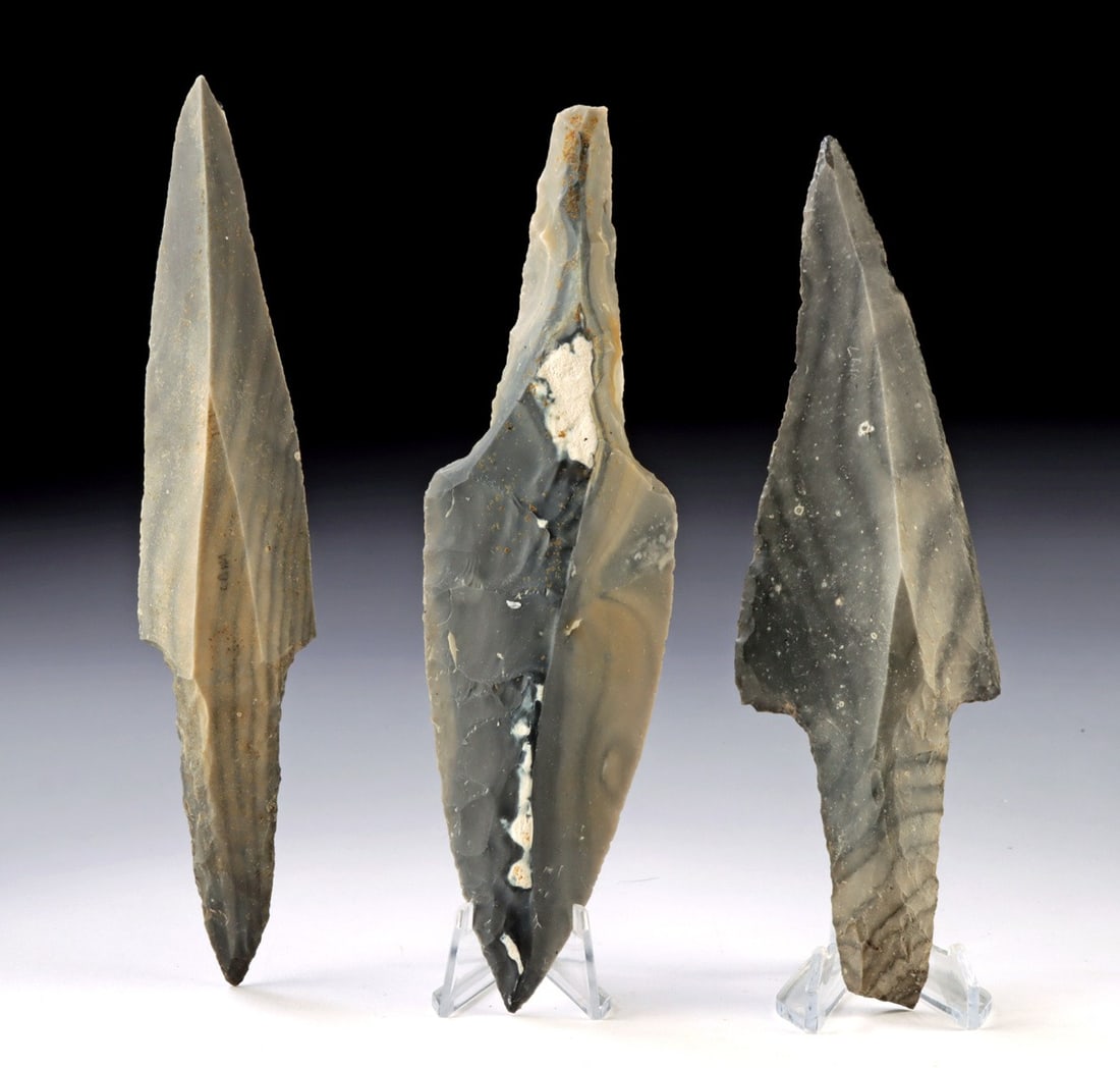 Three Large Maya Ritual Knapped Chert Blades (1 of 2)