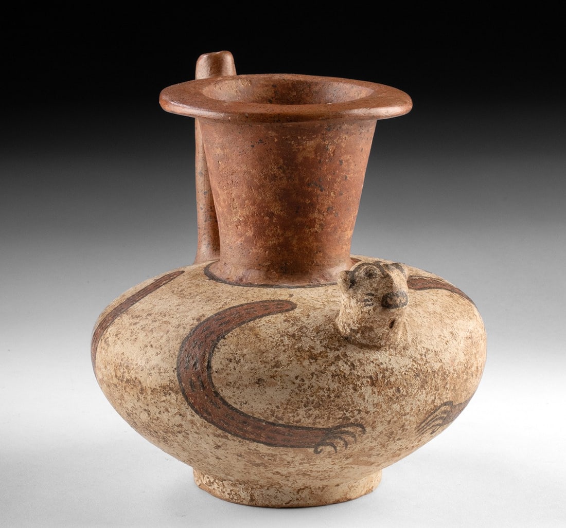 Gran Cocle Pottery Monkey Effigy Vessel w/ Tail spout (1 of 5)