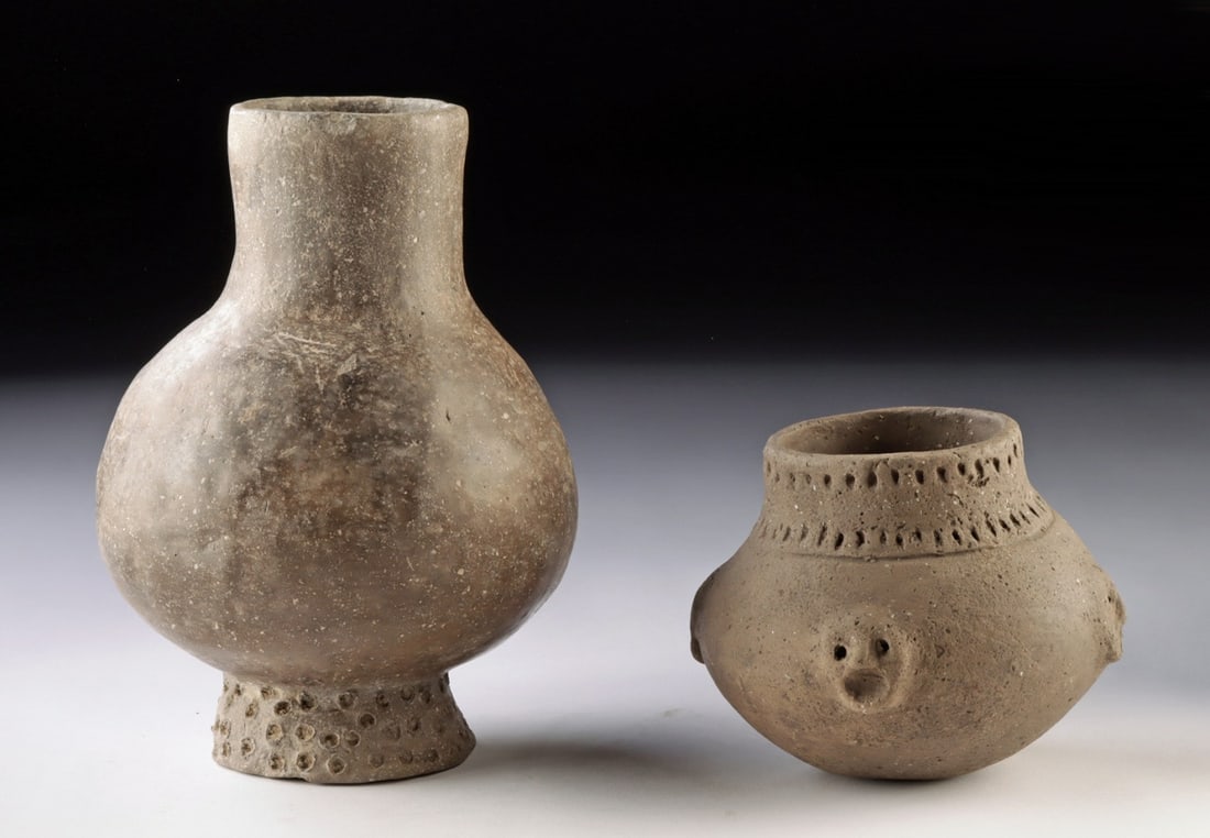 Two Mississippian Caddo Grayware Pottery Vessels (1 of 3)