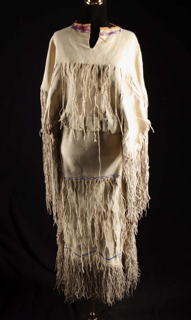 Rare 1900s Comanche Women's Beaded Hide Dress (1 of 7)