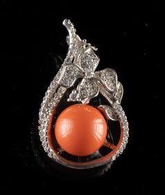 Sterling Silver & Coral Bead Pendant