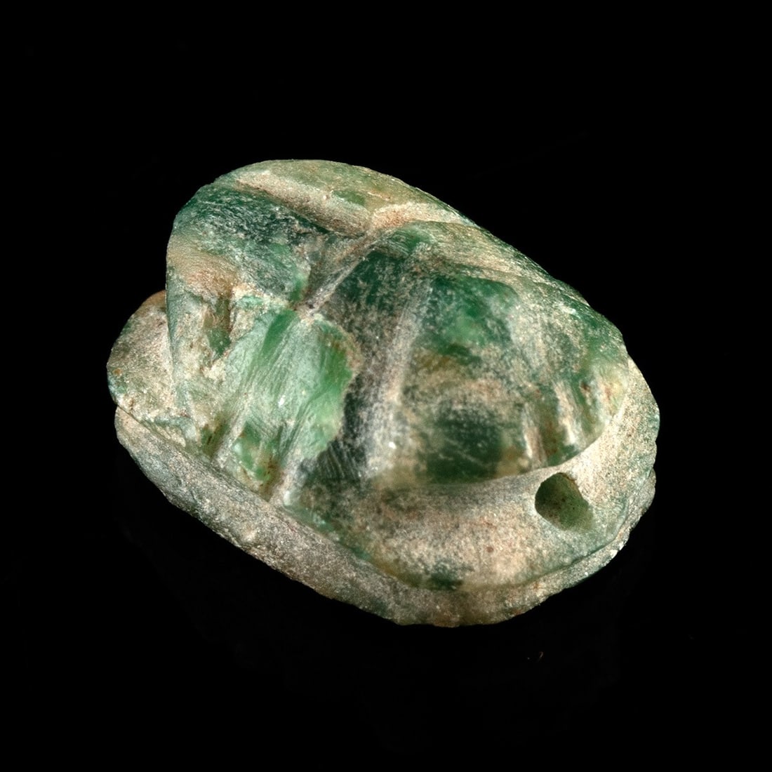 Rare Ancient Egypt Carved Green Amazonite Scarab (1 of 3)