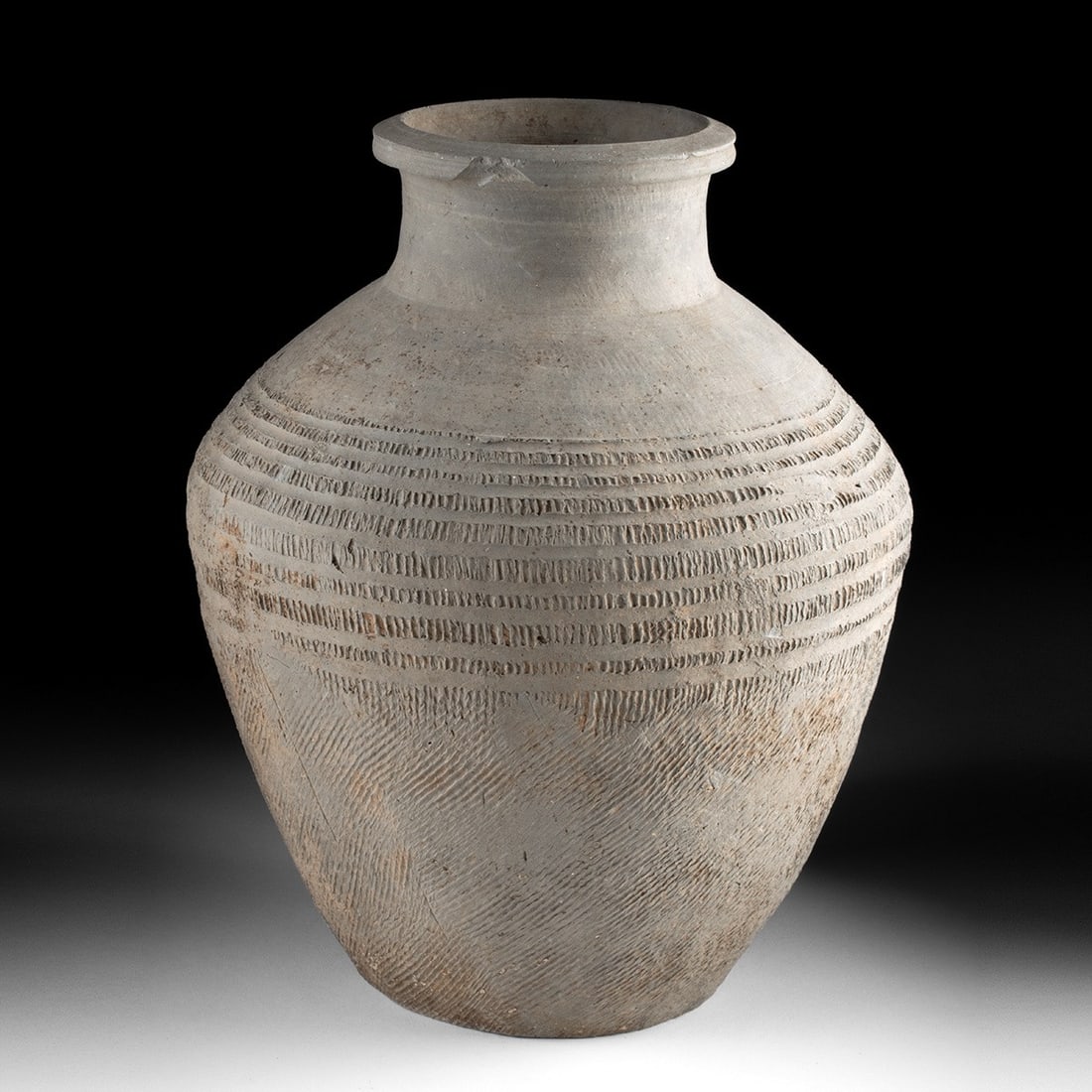 Warring States Incised Grayware Hu Jar (1 of 4)