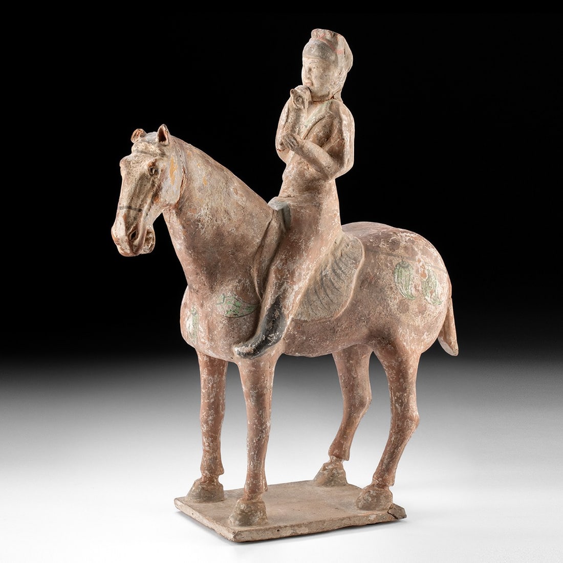Tang Dynasty Pottery Horse Rider w/ Owl (1 of 5)