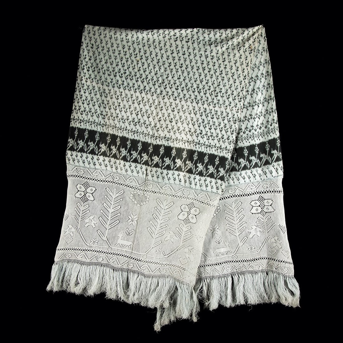 Ecuadorian Macana Shawl - Indigo Ikat & Fleco (1 of 3)