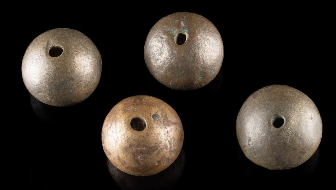Four Spanish Colonial Copper Bola Sling Weights (1 of 2)