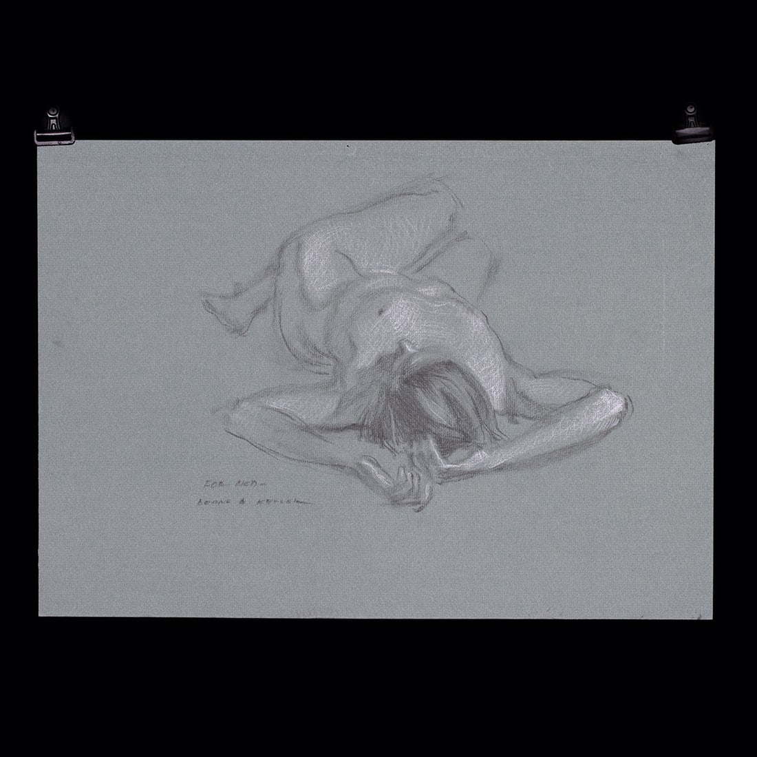 Deane G. Keller Charcoal Nude Study, "For Ned" (1 of 2)