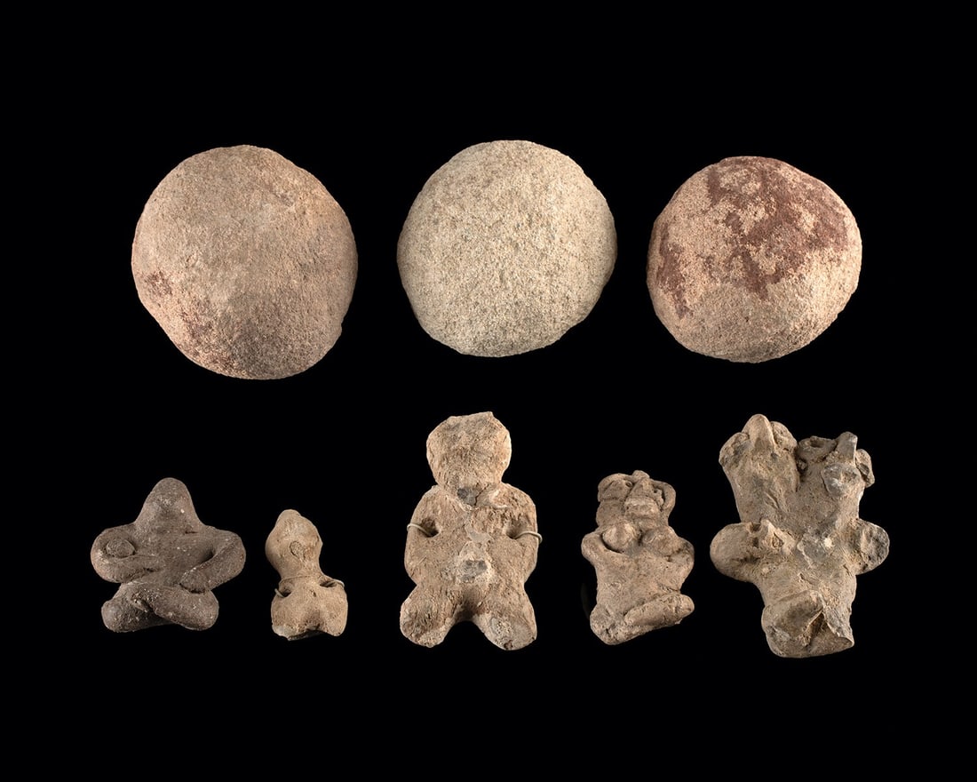 Pre-Columbian Stone Spheres & Pottery Figures (1 of 2)