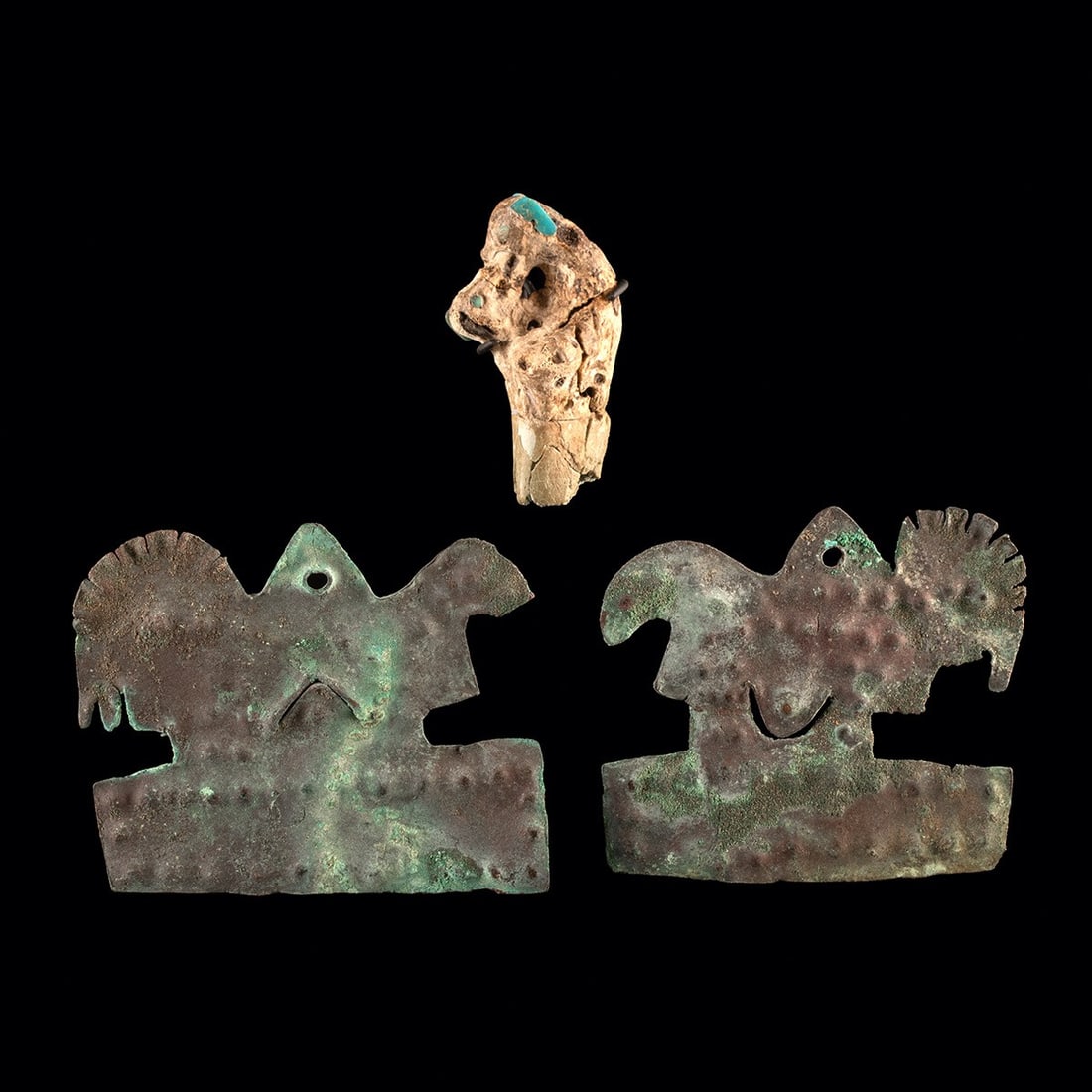 Moche Bone Finial & Chimu Copper Ornaments (1 of 2)
