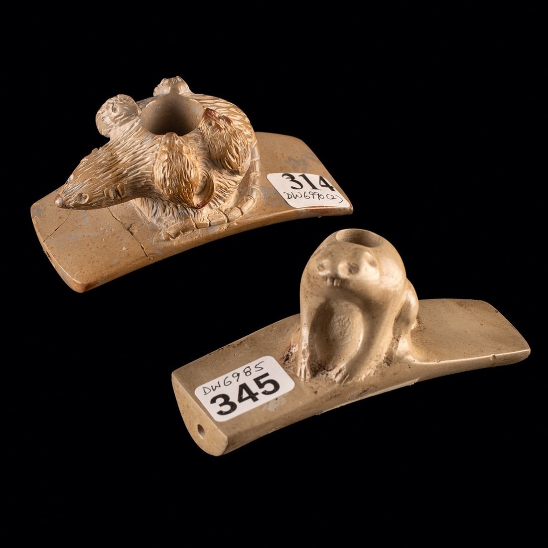 Native American Stone Effigy Platform Pipes (1 of 2)