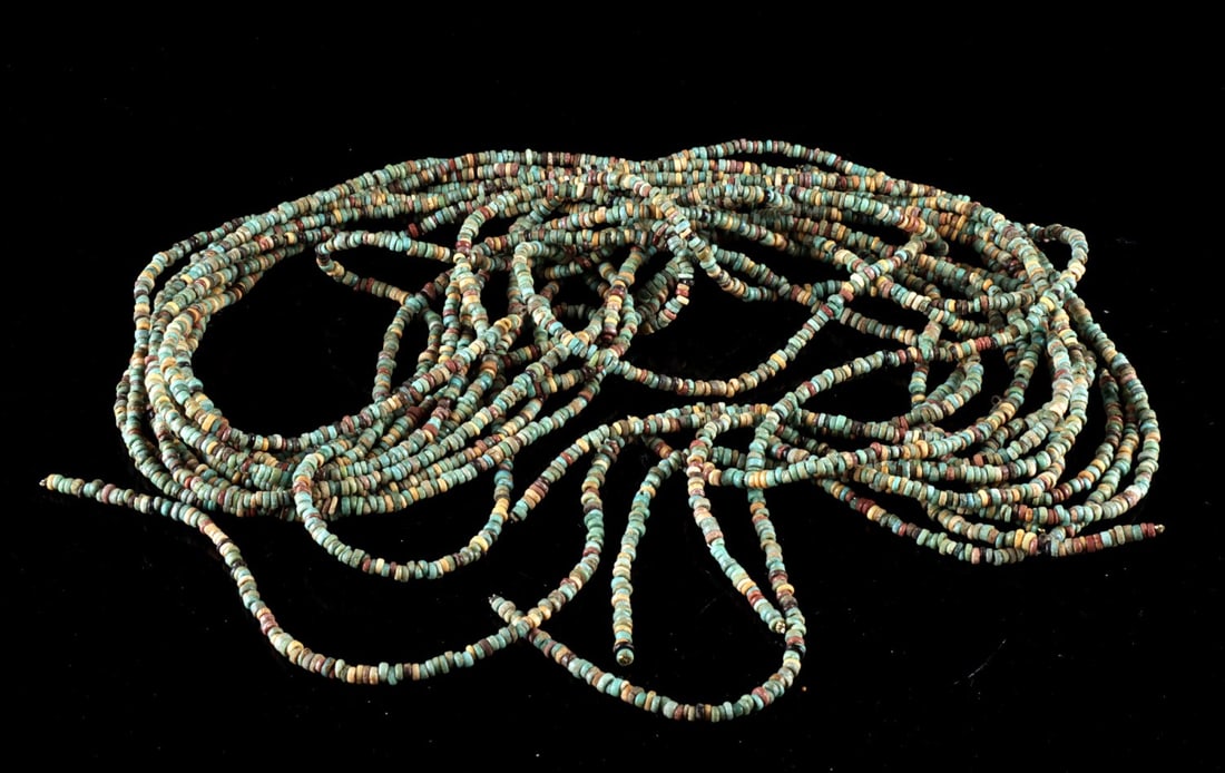10 Ancient Egyptian Faience Bead Strands (1 of 2)