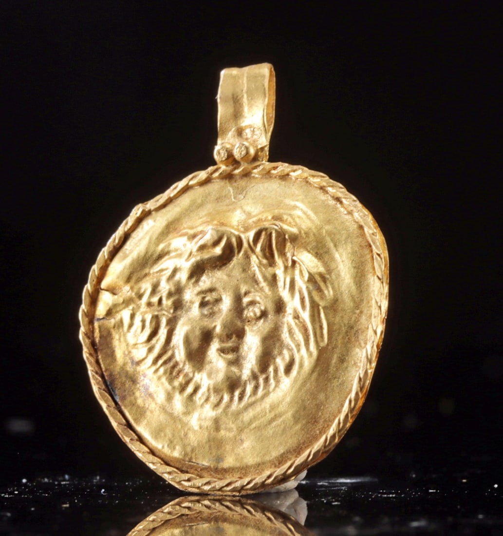 Roman Gold Pendant - Repousse Medusa Gorgoneion (1 of 2)