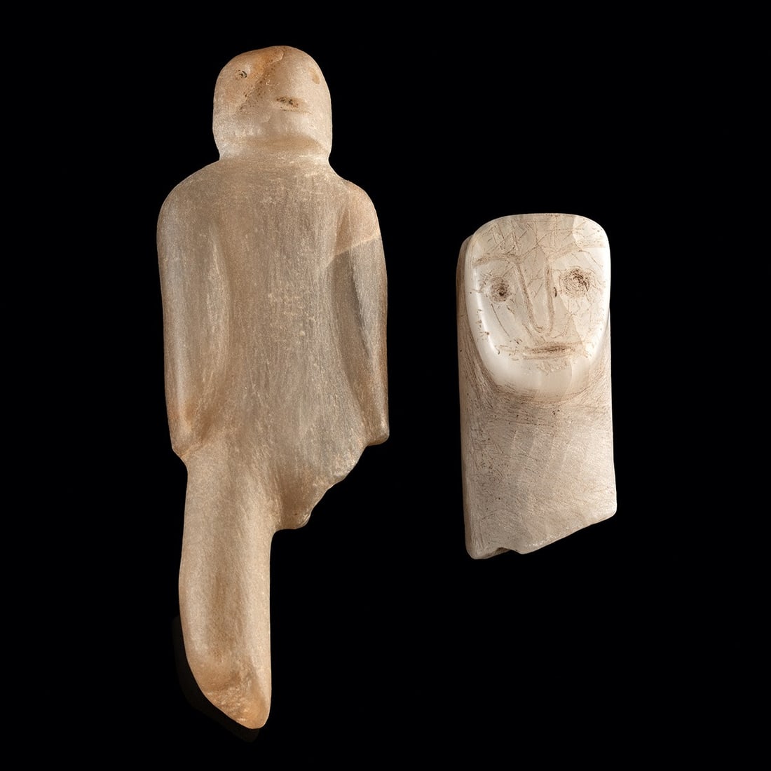 Native American Woodlands Quartz Human Effigy Abraders, Pair (1 of 2)