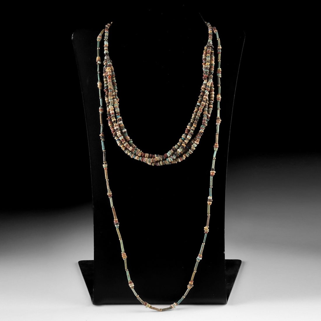 Two Ancient Egyptian Faience Bead Necklaces (1 of 3)
