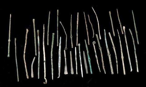 33 Ancient Bronze Pins and Specillum Probes, Greek / Roman
