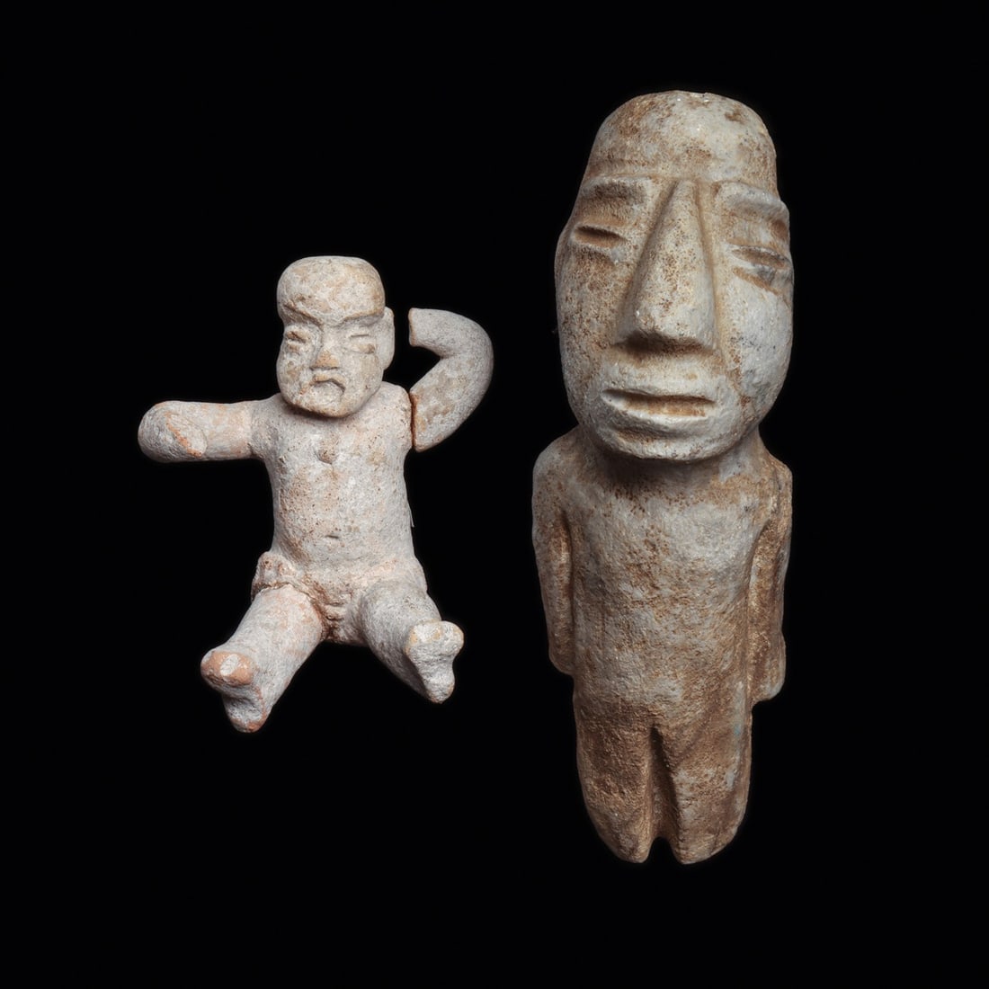 Guerrero Stone Figure & Olmec Seated Pottery Figure (1 of 4)