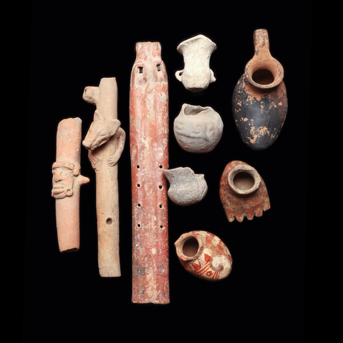 Colima Flutes & Shoe Vessels & Miniature Pots (9) (1 of 4)