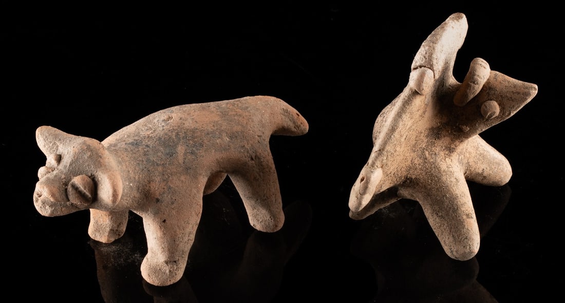 Colima Pottery Effigy Pair, Bird Whistle and Dog (1 of 2)