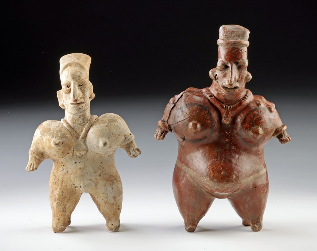 Pair Jalisco Pottery Female Figures, West Mexico (1 of 3)