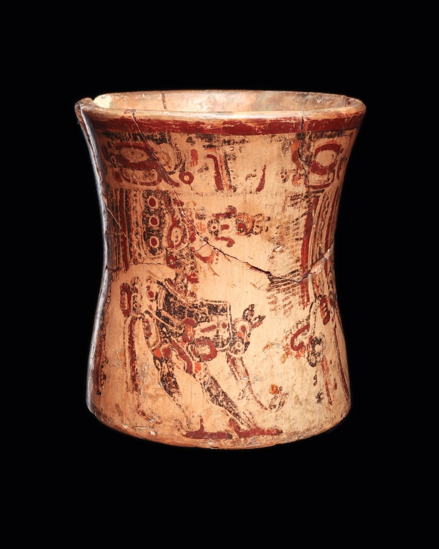 Maya Polychrome Decorated Corset Vase (1 of 7)