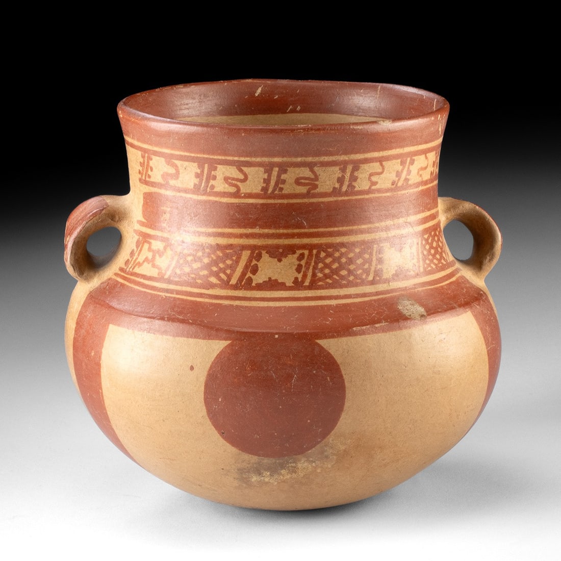 Maya Copador Pottery Jar - Twin Handles & Geometric Bands (1 of 4)