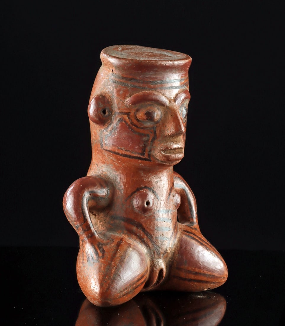 Nicoya Pottery Figural Vessel, Seated Female, Costa Rica (1 of 3)