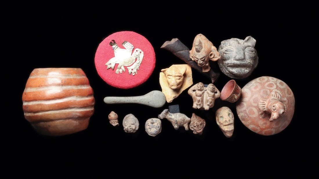 Pre-Columbian Silver & Pottery Lot (16) (1 of 5)