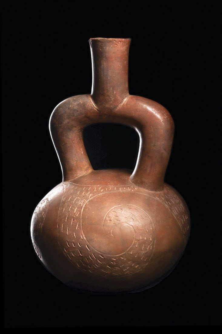 Chavin Chocolate Ware Decorated Bottle (1 of 4)