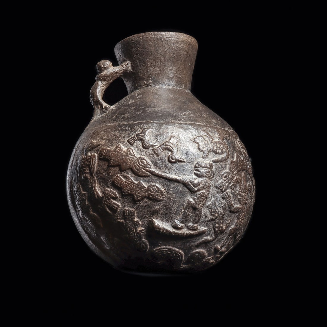 Chimu Blackware Relief Decorated Vessel (1 of 4)