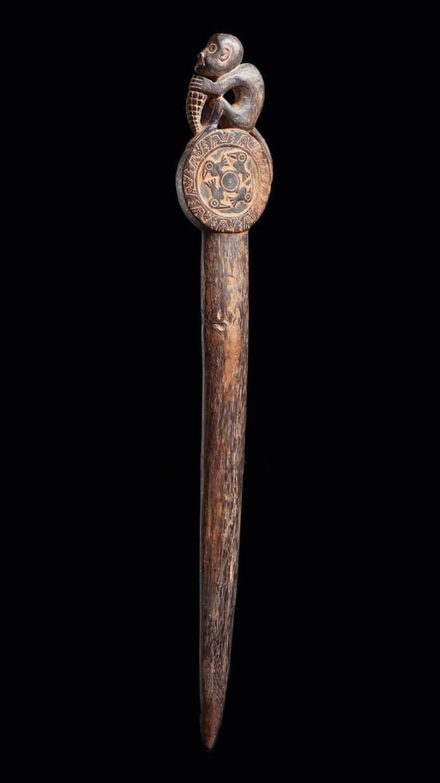 Chimu-Inca Wooden Septer with Seated Monkey Finial (1 of 6)