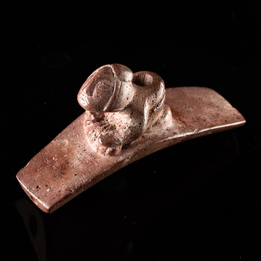 Hopewell Kneeling Human Effigy Stone Platform Pipe (1 of 3)