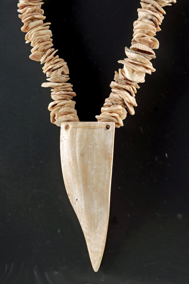 Caddo / Mississippian Shell Bead Necklace | Whelk Shell Pendant (1 of 3)
