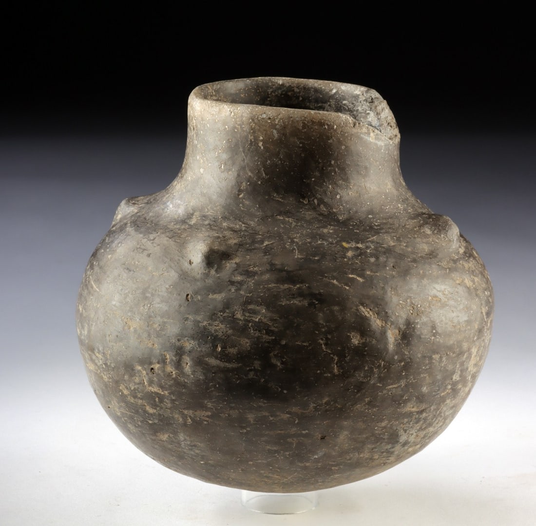 Mississippian Bell Plain Jar w/ 4 Nodes, Ex-Seever (1 of 3)