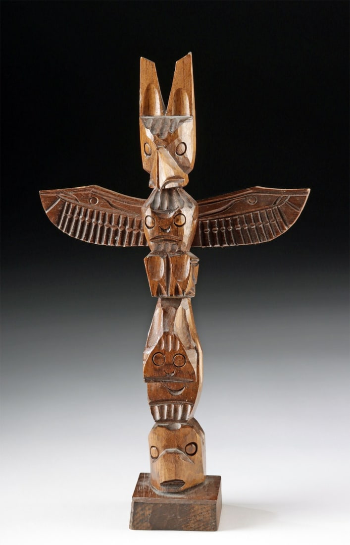 First Nations Nootka Wood Totem Pole by Jimmy John (1 of 4)