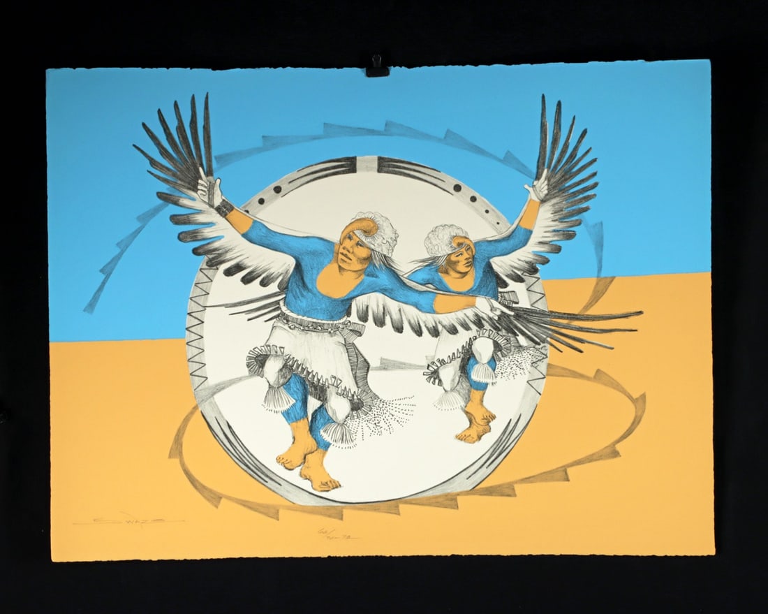 Patrick Swazo Hinds 'Eagle Dancers' Lithograph, 1972 (1 of 3)