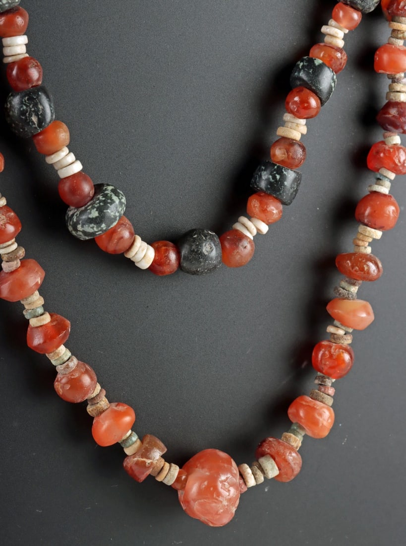 Ancient Multicultural Bead Necklaces, Steatite, Faience, Carnelian (pr) (1 of 4)