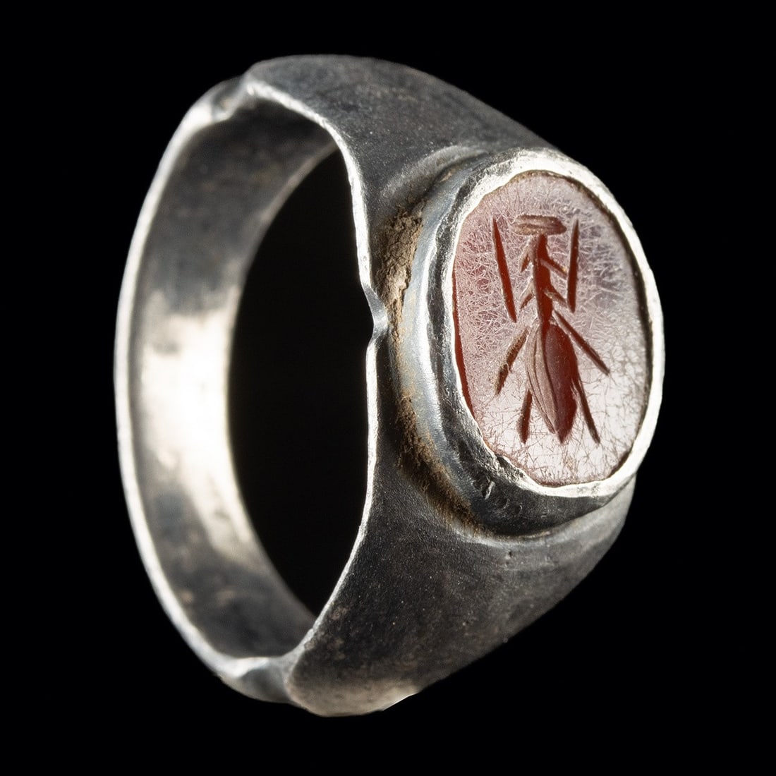Roman Silver Signet Ring, Jasper Ant Intaglio (1 of 2)