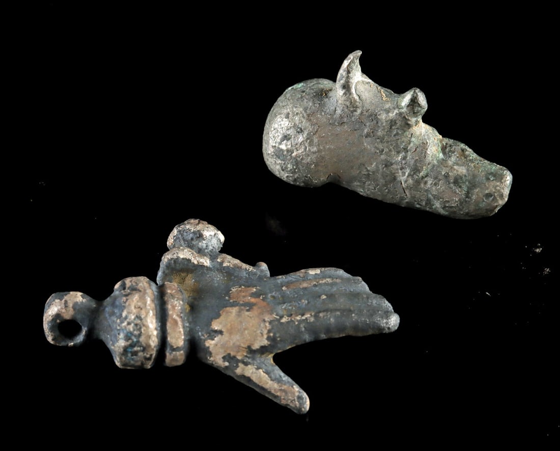 Roman Fascinum & Hand Amulets, Bronze and Silver, Pair (1 of 1)