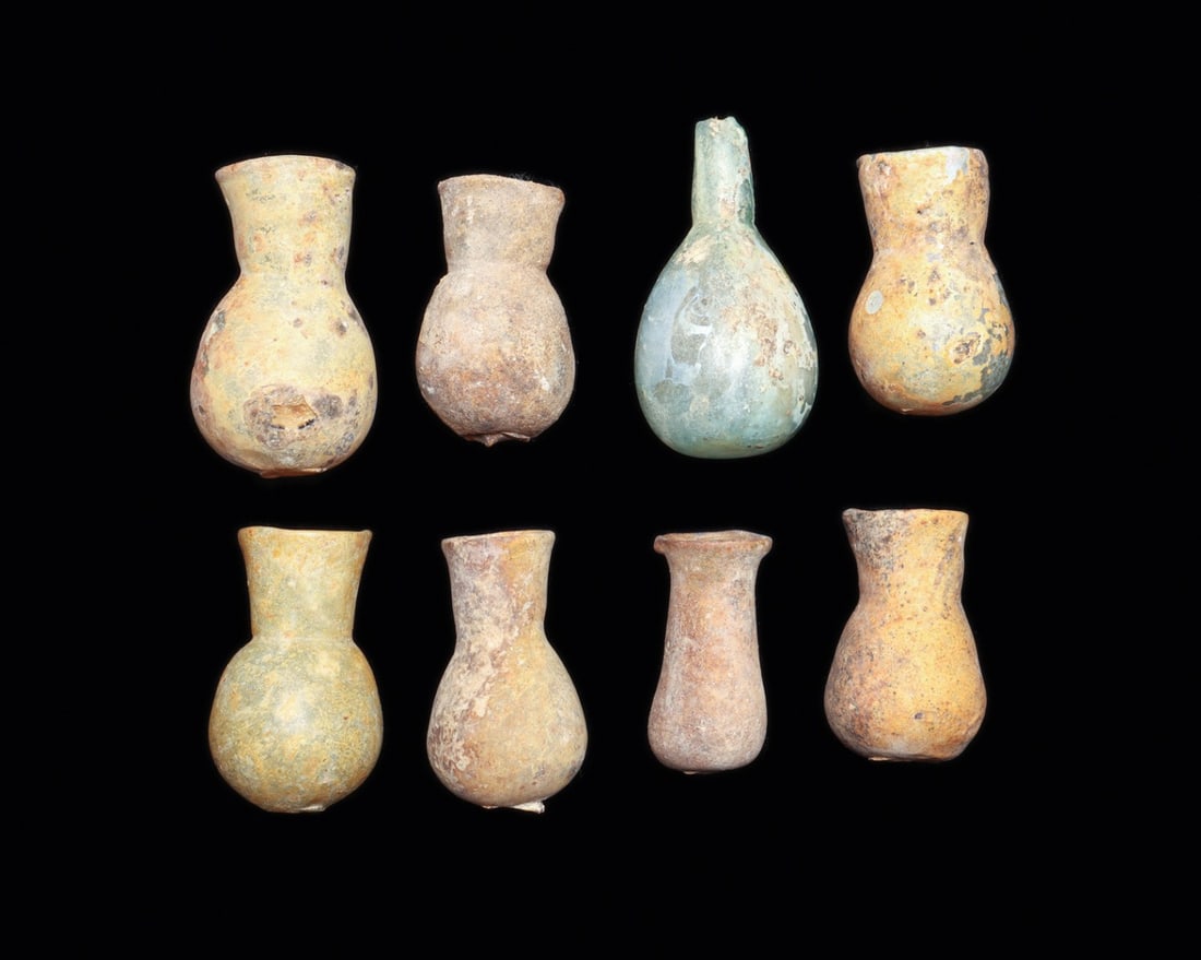 Roman Blown Glass Bottles & Vial Fragment (8) (1 of 4)
