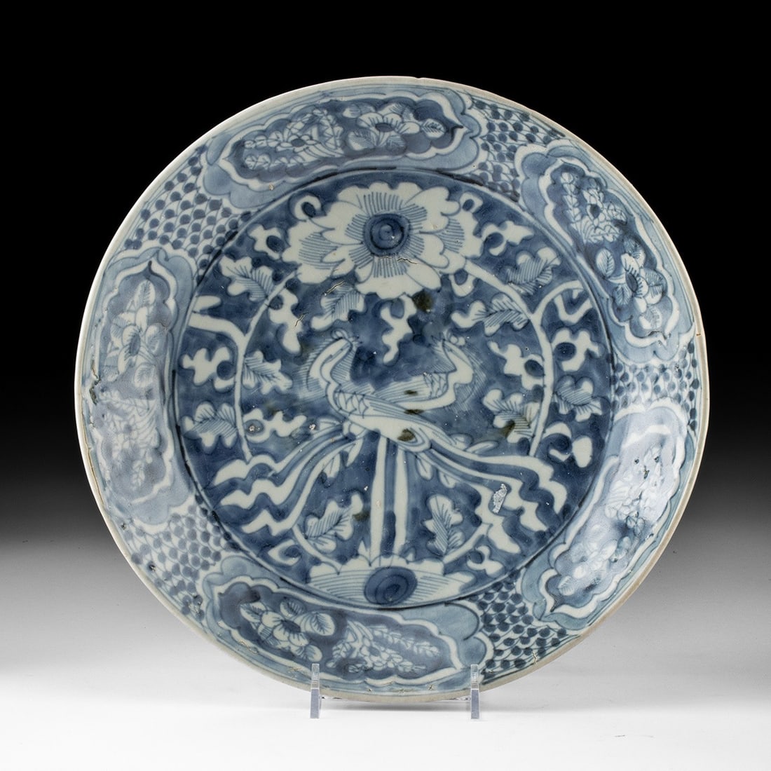 Zhangzhou Swatow Blue & White Dish, Phoenix, Shipwreck (1 of 3)