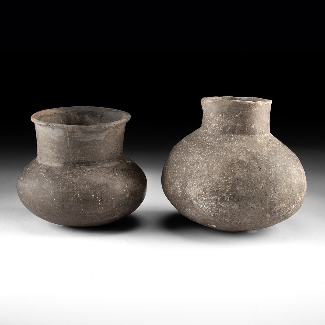 Caddo Greyware Pottery Jars, Pair - 2