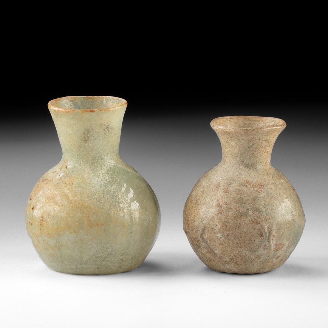 Pair of Roman Glass Vessels - Ribbed Bottles (1 of 3)