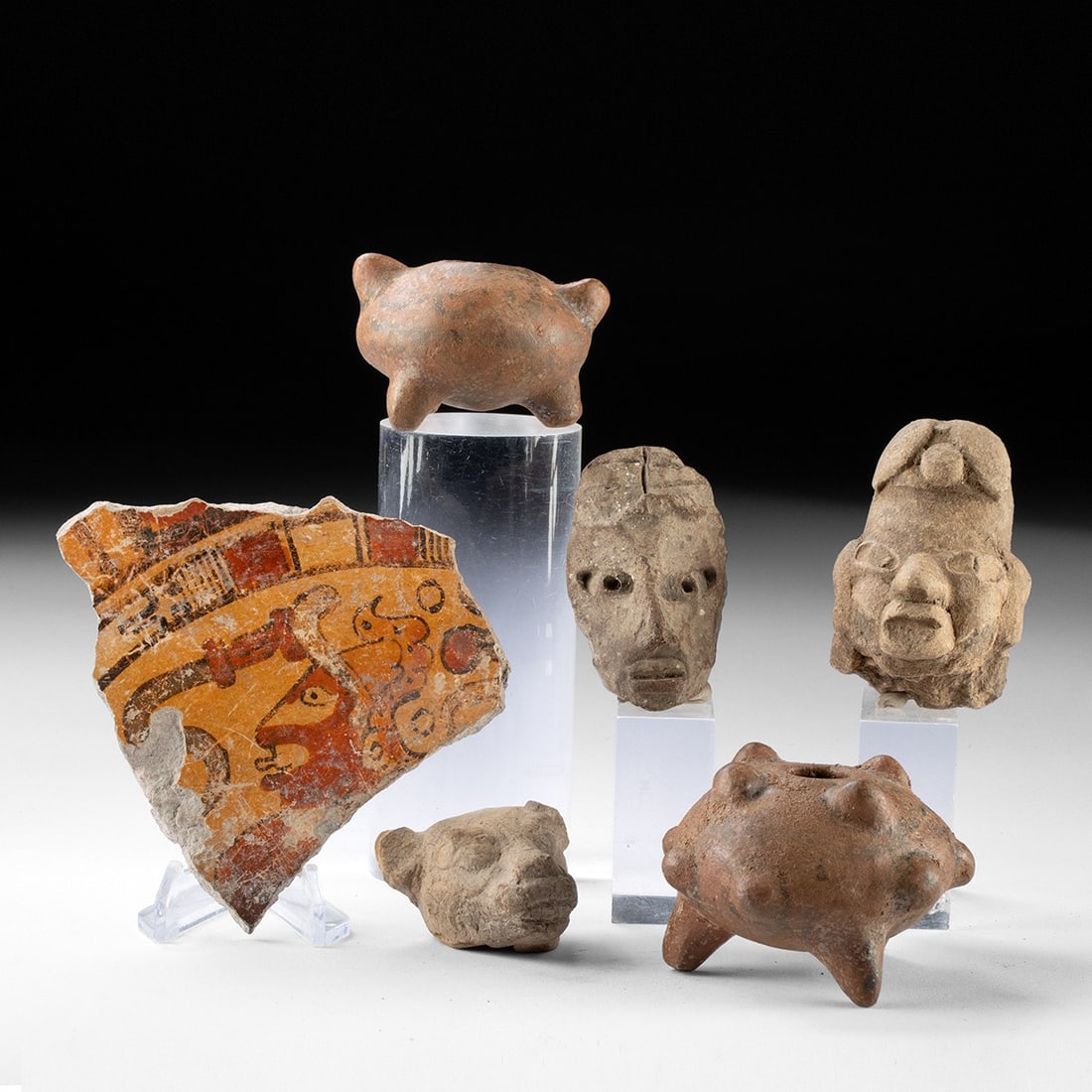 Pre-Columbian Pottery Group - Maya Polychrome Sherd & Tripod Vessels (1 of 2)