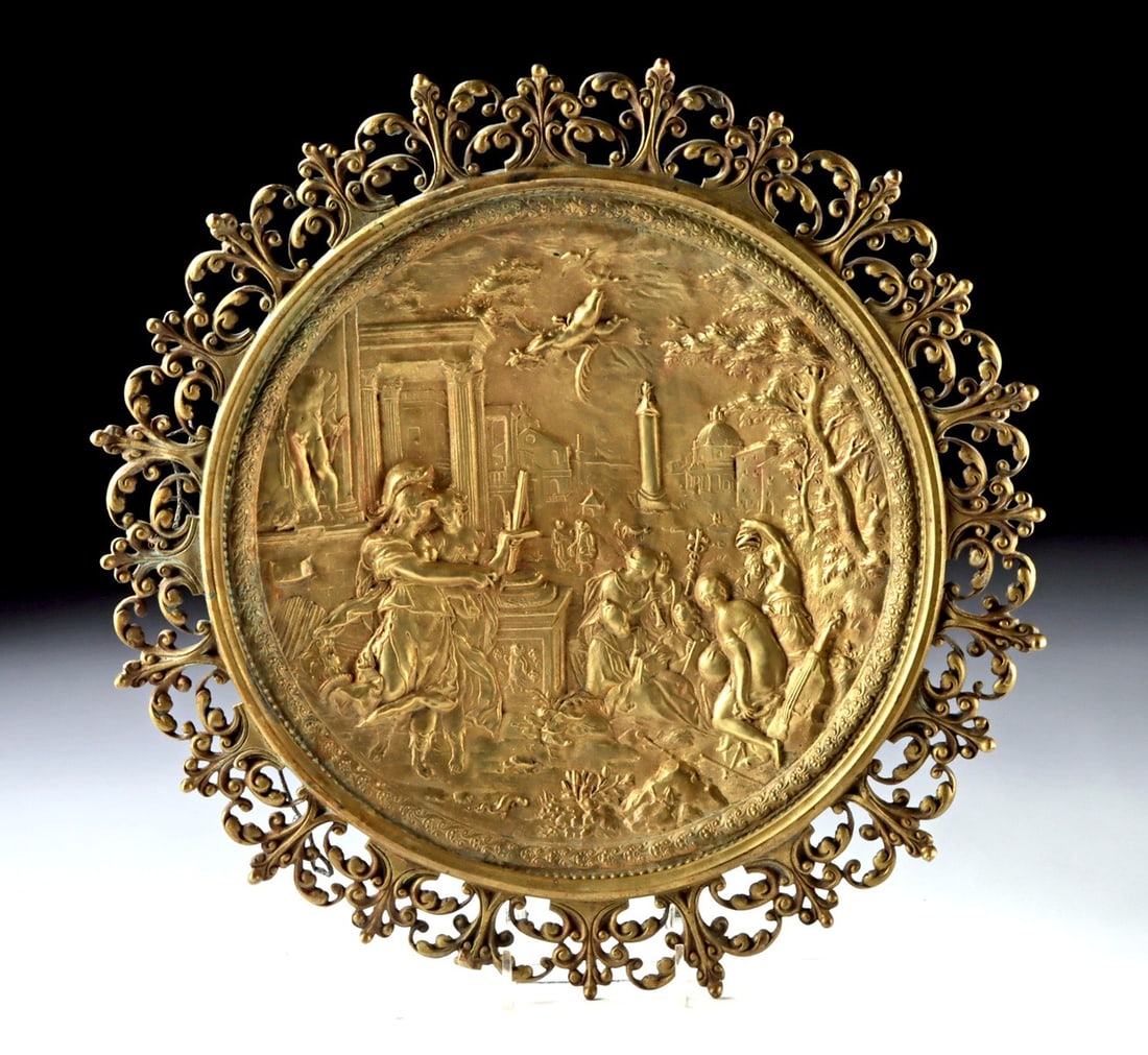 17th C. German Brass Relief Plaque After Hans Jacob Bayr (Minerva) (1 of 4)