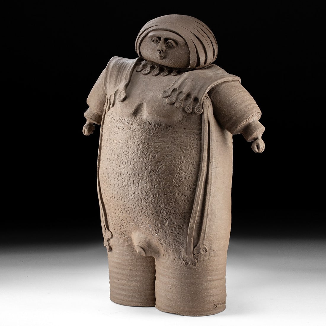 Larry Carnes Stoneware Figure - Standing Guardian with Incised Body (1 of 5)